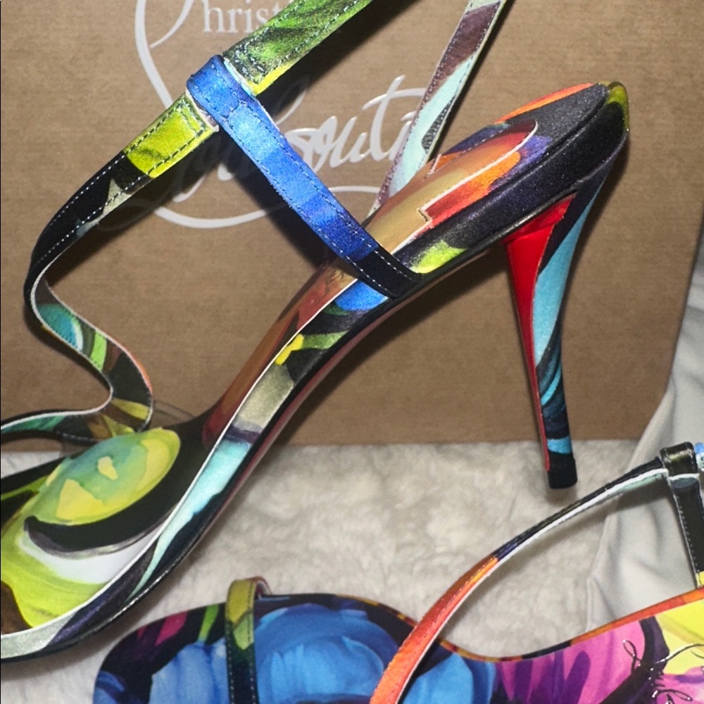 Christian Louboutin Vibrant Multicolor Heels 39 new rubber everlasting bottom - Picture 6 of 12